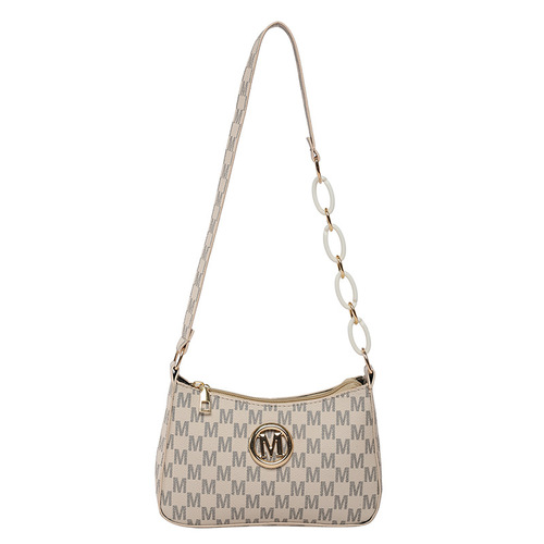 Crescent bag This year's fashionable 2025 new niche armpit bag, Western-style personalized shoulder bag, letter-printed diagonal straddle bag