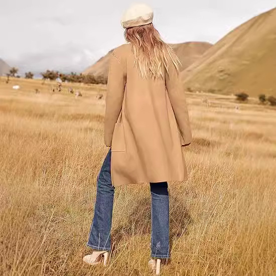 AMAZON 유럽과 미국의 국경 여성 니트 캐주얼 롱 가디건 스웨터 여성 재킷 2024 가을, 겨울