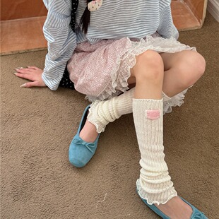 South Korea Dongdaemun INS ballet style cloth label pile socks women's sun protection socks summer thin breathable mesh fashion