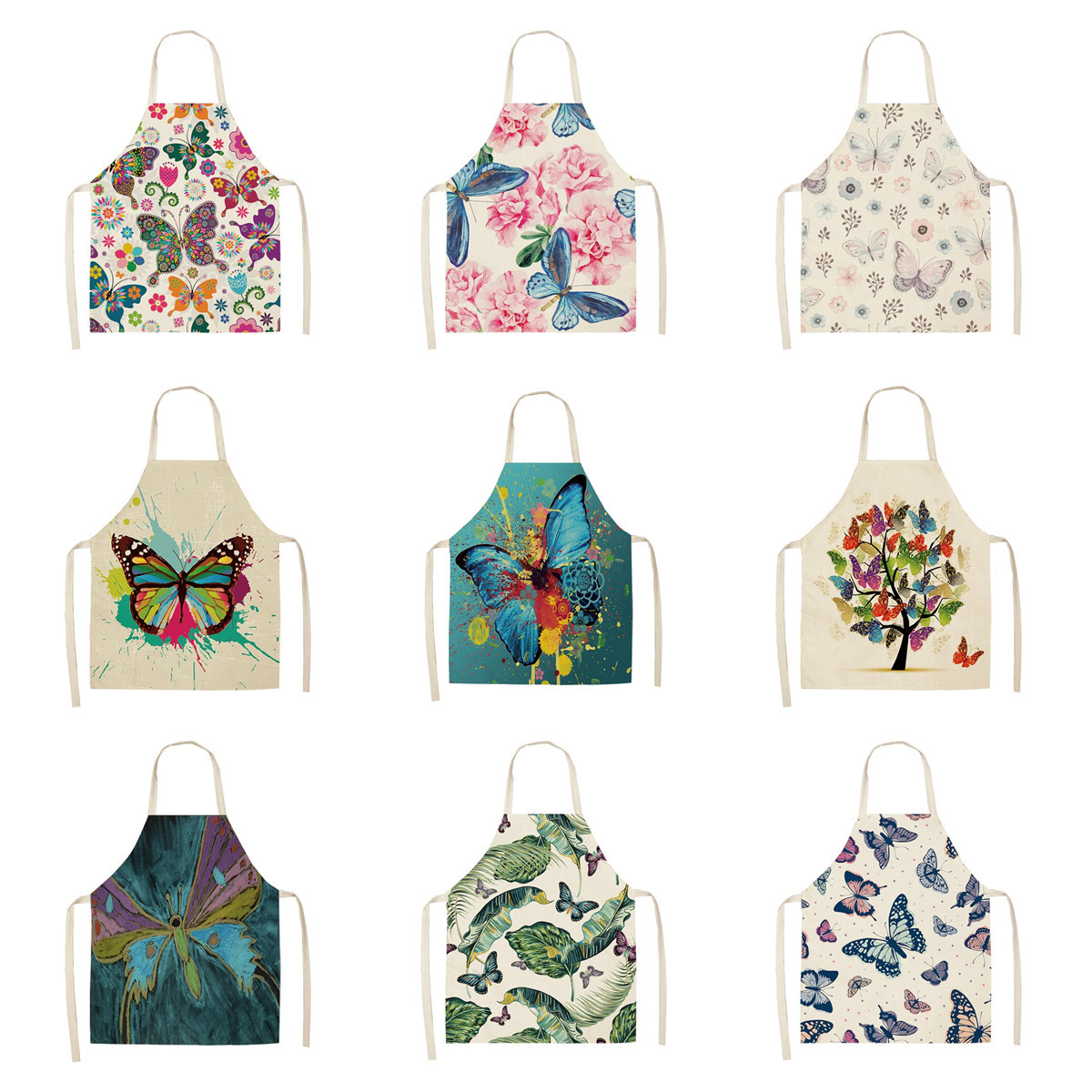 Shu Buyong 소원 새로운 나비 민소매 앞치마 매일 사용 방오 민소매 블라우스 청소 홈 앞치마 배달