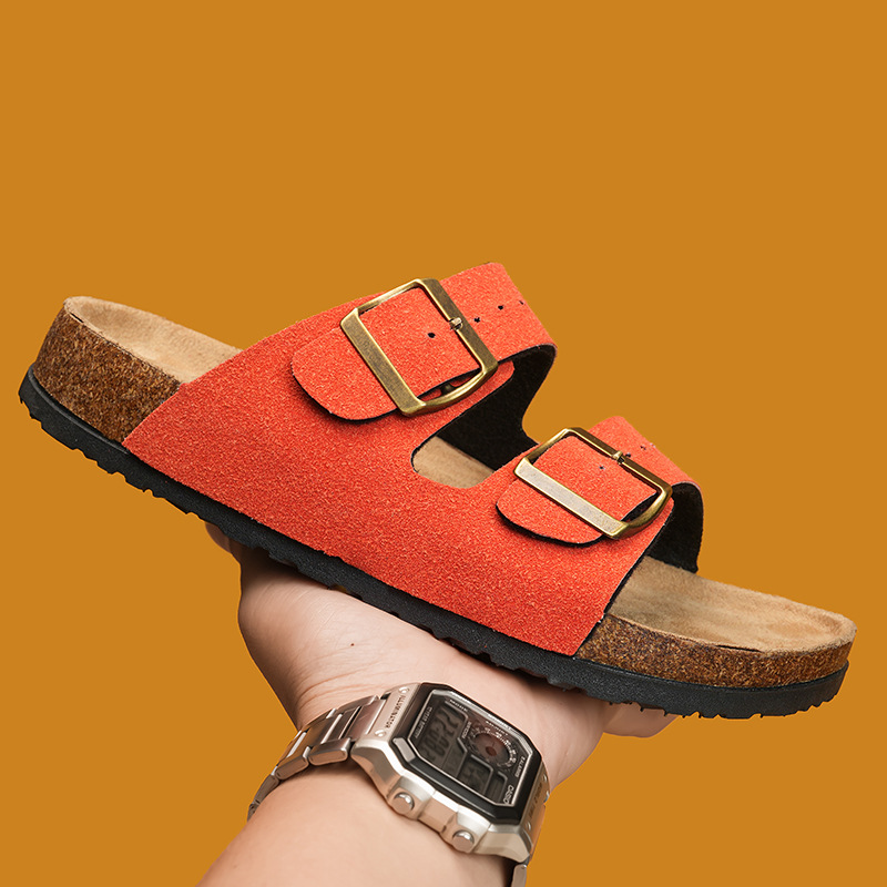 Pareja de zapatillas de corcho, zapatillas casuales y cómodas para mujeres, zapatillas frías para hombres, zapatillas de moda transfronterizas