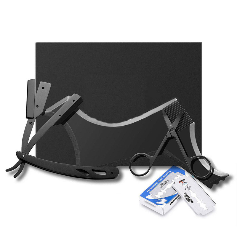 Men's beard trimming suit beard large plate comb old-fashioned razor straight blade razor stainless steel scissors