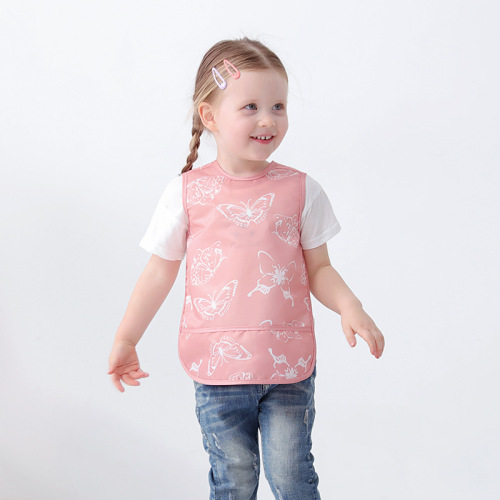 Baby vest style waterproof coverall baby sleeveless reverse wear summer washable bib for eating and painting thin and easy to care for