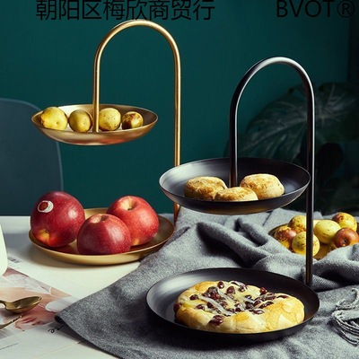 北歐輕奢風果盤雙層糖果盤店用網紅創意現代家用客廳零食水果托盤