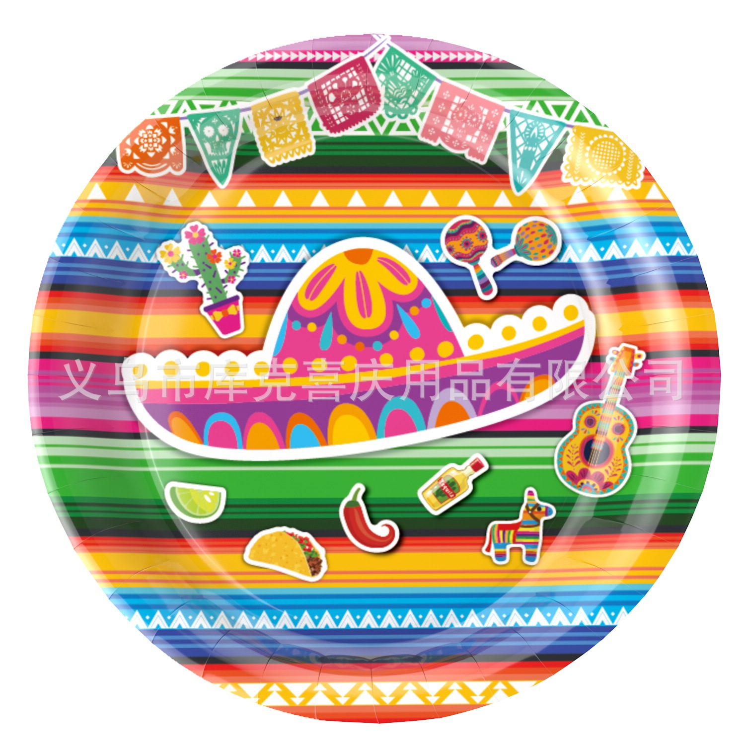 Amazon México carnaval fiesta decoración vintage color rayas papel plato taza de papel tire bandera decoración traje