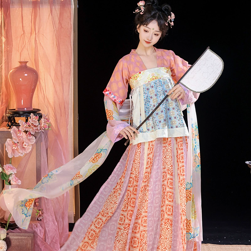 Новый оригинальный Hanfu женский стиль восстановления костюма улучшен китайский стиль Tangzi рубашка с круглым вырезом