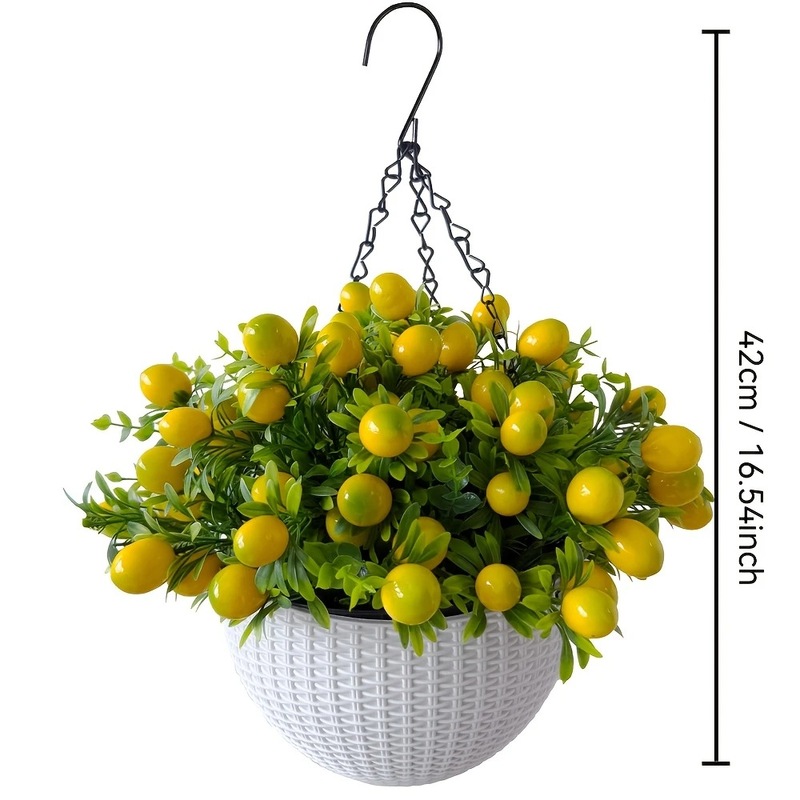 Amazonクロスボーダーシミュレーションレモンの枝造花シミュレーションハンギングバスケットプラスチック造花シミュレーション植物園芸ハンギングポット|undefined