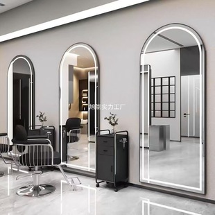 Barber Shop Mirror, Floor Mirror, Hair Salon Wall Mirror, Hair Salon Backlight Hair Cutting Mirror, Simple Perm and Dyeing Light Luxury