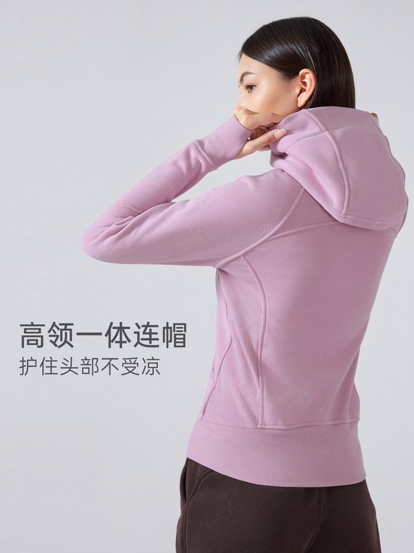 秋冬新款加厚保暖连帽运动外套女 休闲外穿瑜伽训练健身夹克DJ028|undefined