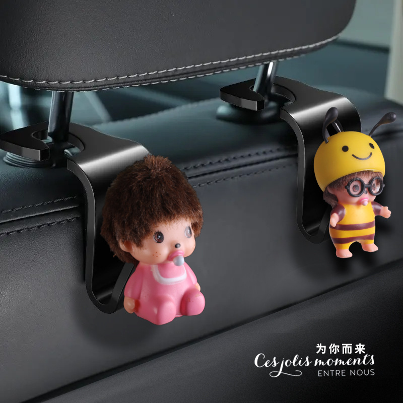 Monqiqi gancho para coche asiento trasero gancho para coche multifuncional gancho de almacenamiento trasero lindo almacenamiento en coche