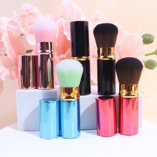 Cross-border factory single makeup brush telescopic powder brush with cover beauty tools portable mini blush brush wholesale