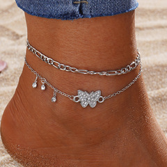 Cross-border new retro personalized butterfly sandal chain set for women, European and American style niche fashion high-end foot accessories