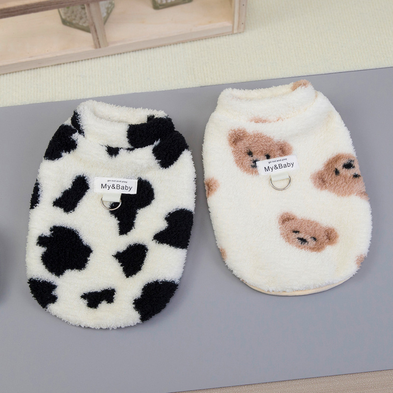 25 Dog Clothes Autumn and Winter Warm Printed Vest Traction Pet Clothing Cat Small Dog Clothes