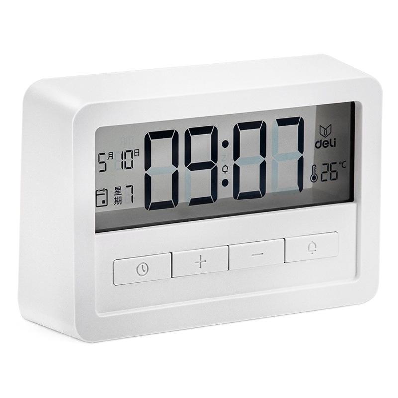Deli reloj despertador electrónico 8856 estudiante simple reloj de escritorio despertar fuerte despertador reloj electrónico temporizador image 1