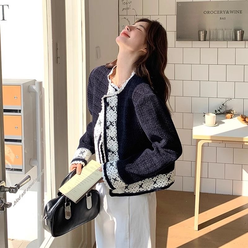 Super beautiful lace trim Chanel-style jacket for women, new spring and autumn 2026 style, high-end and elegant top.