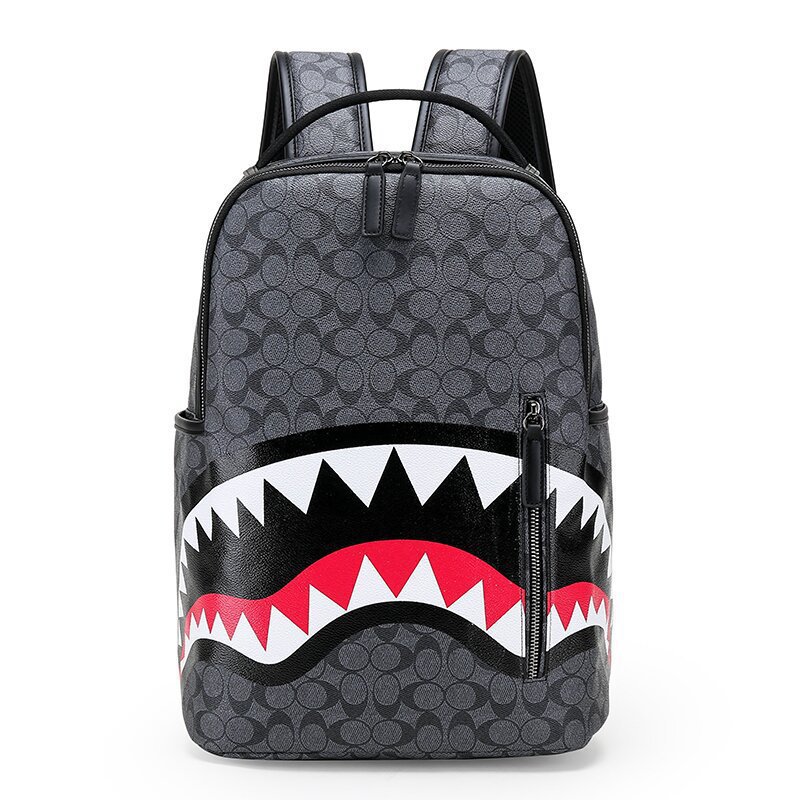 Coach x BAPE Academy Backpack Shark Signature Canvas Charcoal