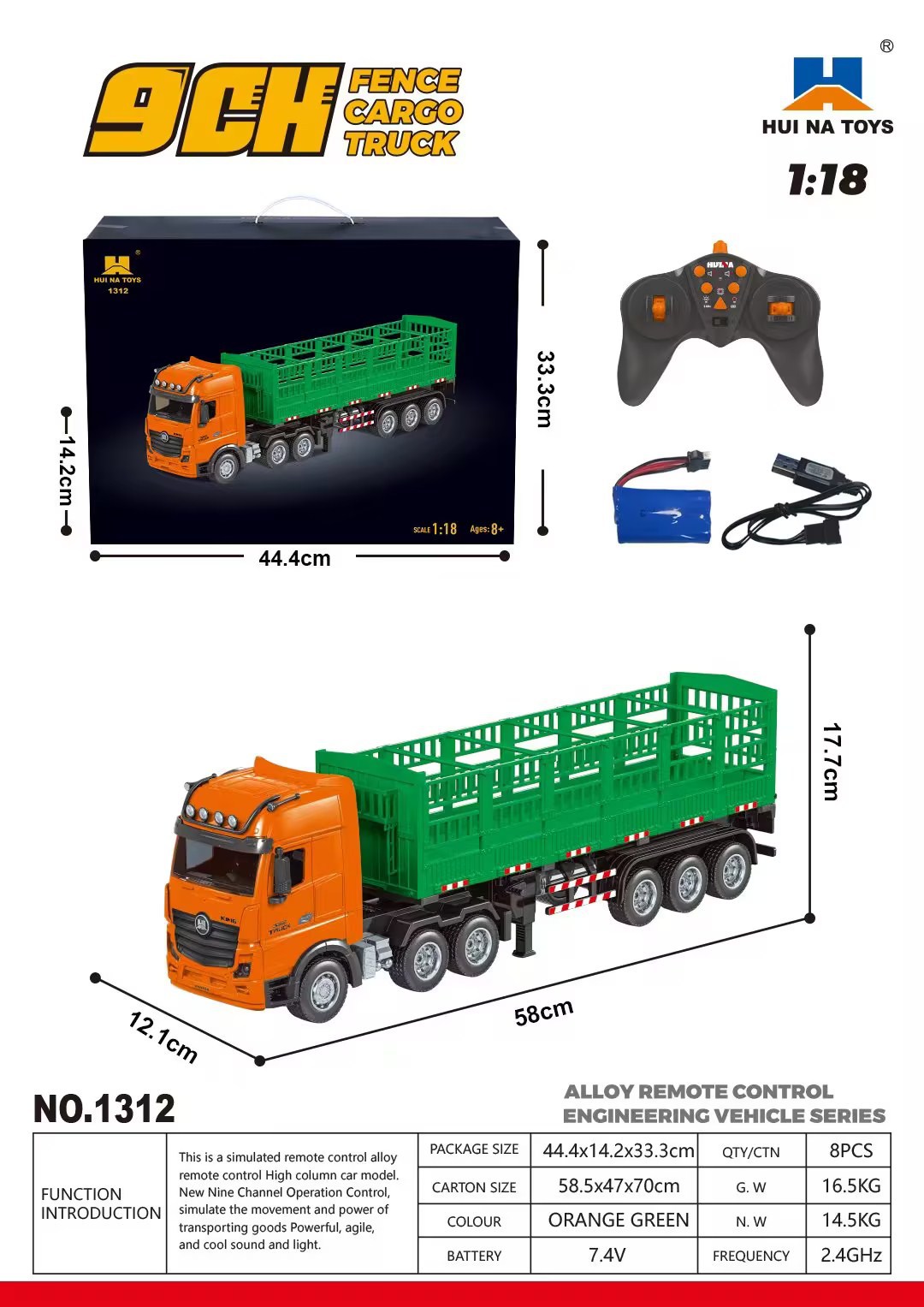 Selección estricta transfronteriza 1: 18 aleación de simulación eléctrica carro plano camión de bomberos camión de ingeniería camión juguetes de control remoto