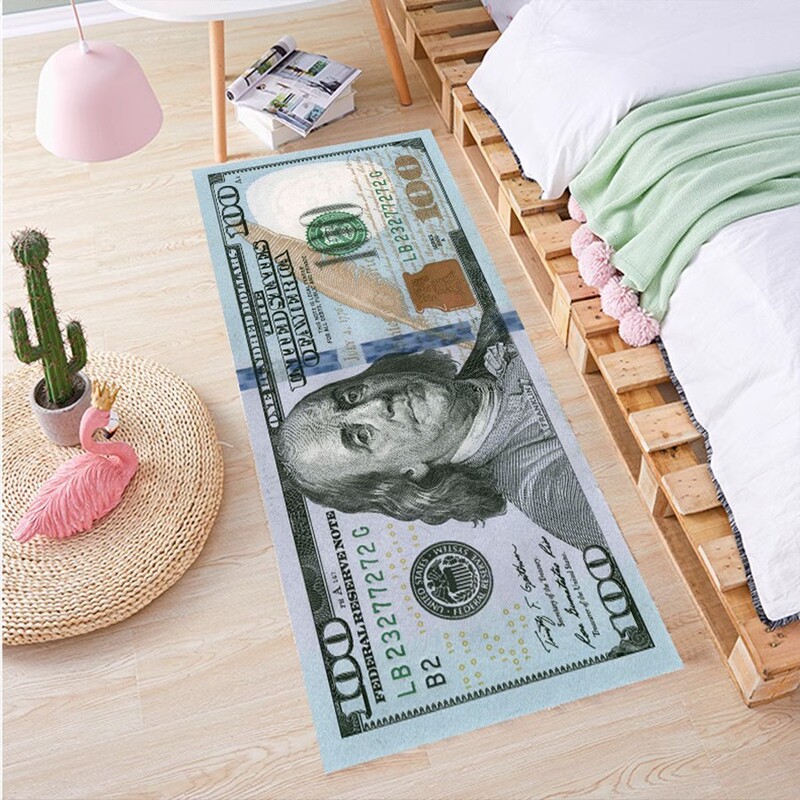 Cross-Border Temu American-Style Dollar-Pattern Long Carpet for Home Bedroom, Soft and Skin-Friendly, Cooling and Soundproofing Bedside Rug, in Stock Cross-Border Temu American-Style Dollar-Pattern Long Carpet for Home Bedroom, Soft and Skin-Friendly, Cooling and Soundproofing Bedside Rug, in Stock