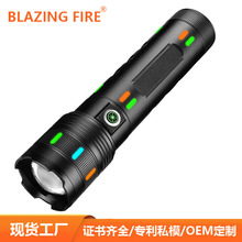 跨境新款强光手电筒Type-c充电超亮户外远射超长续航多功能手电筒