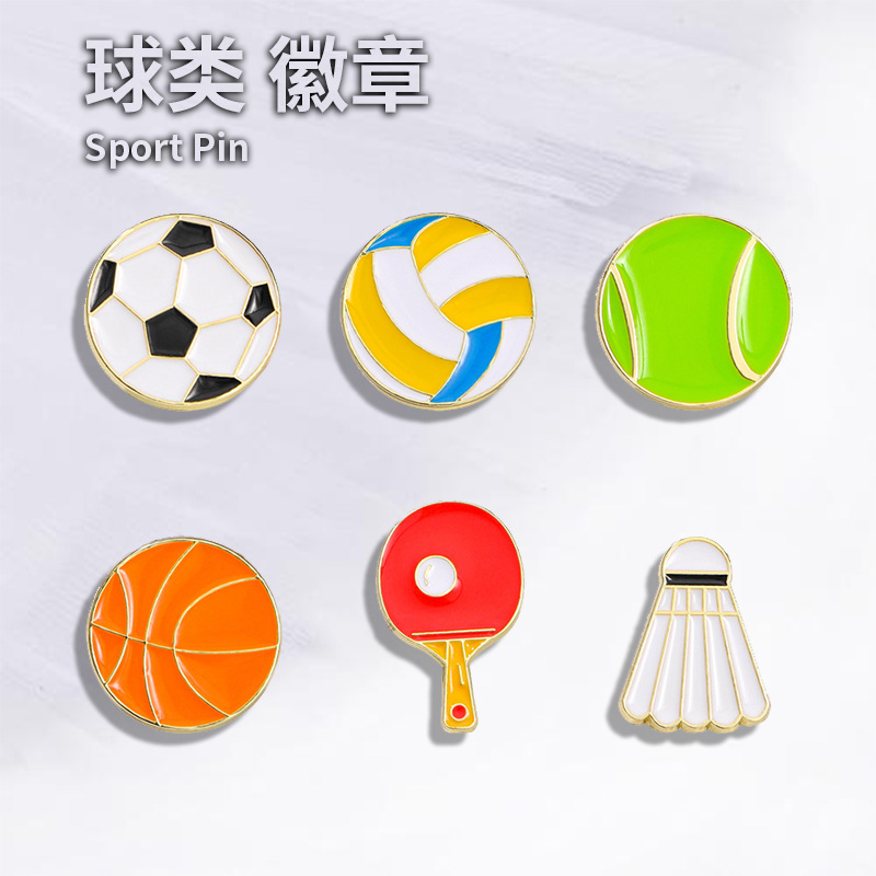 Football Basketball Badminton Sports Badge Creative Games Brooch Backpack Table Tennis Personalized Accessories Volleyball