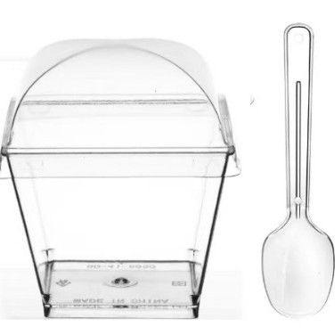 120ml 4OZPS Copa de postres de plástico Copa de mousse Copa de salvado de madera Copa de pudín Tiramisú Copa de moldeo por inyección más cuchara