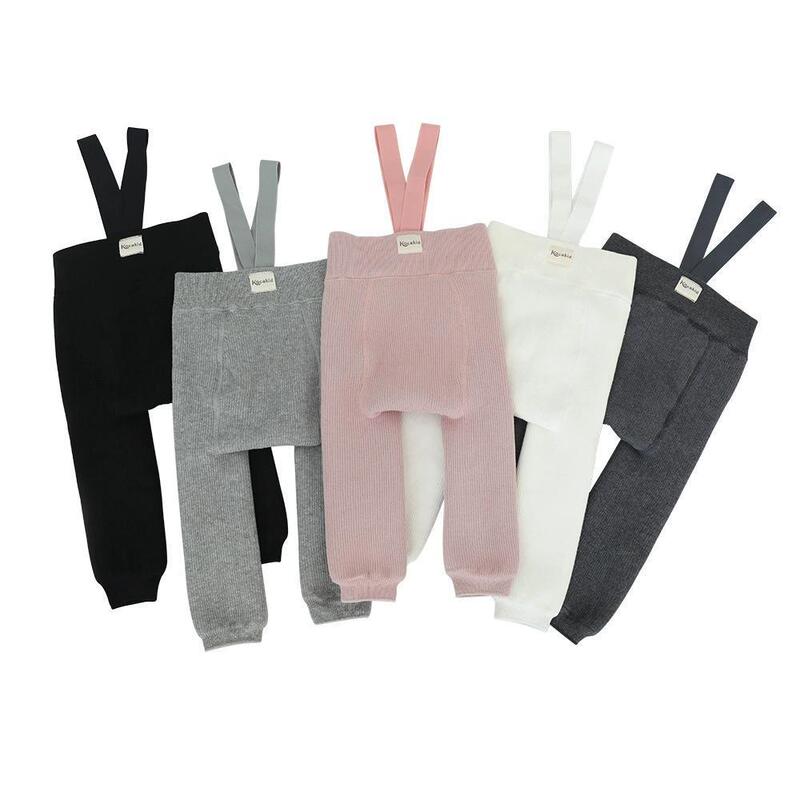 Men's and Women's Fleece-Lined Leggings Korean-Style Suspenders Weightlifting Pants Baby Infant Autumn and Winter Pp Thickened Belly Protection Large Pants Cotton