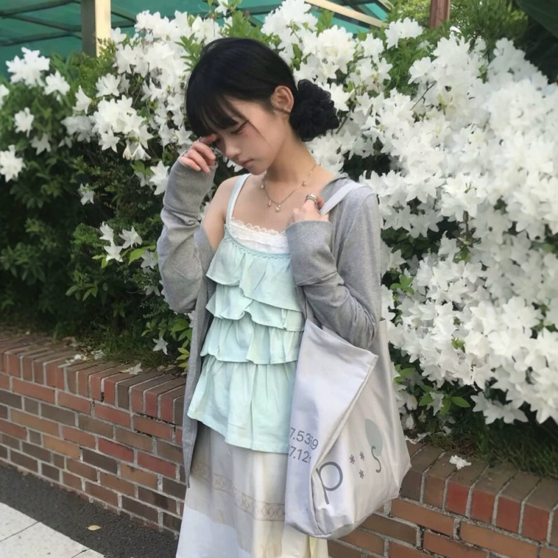 Now Available: Retro Japanese-Style Mint Green Pleated Camisole Summer Women's Lace Inner Wear Layered Ruffle Tank Top Two-Piece Set Now Available: Retro Japanese-Style Mint Green Pleated Camisole Summer Women's Lace Inner Wear Layered Ruffle Tank Top Two-Piece Set