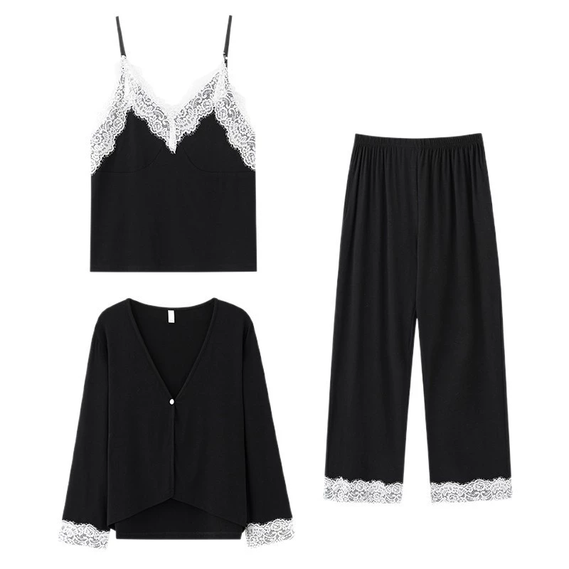 Set, pijama, summer sexy long-sleeve, 3 piece set, lifting effect