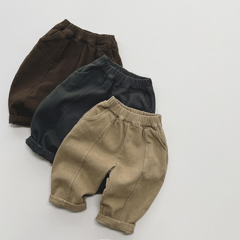 Pantalones de lana para niños invierno versátil simple nuevo estilo coreano estilo japonés pantalones casuales de lana delgada para niños y niñas bebé moda