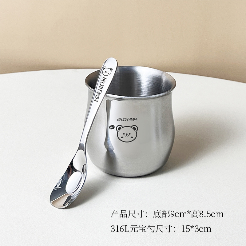브렉퍼스트 컵-허허베어-450ml+316L 스테인레스 스틸 잉곳 스푼