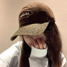 韩版复古豹纹帽檐棒球帽女春夏防晒遮阳帽时尚字母刺绣鸭舌帽子