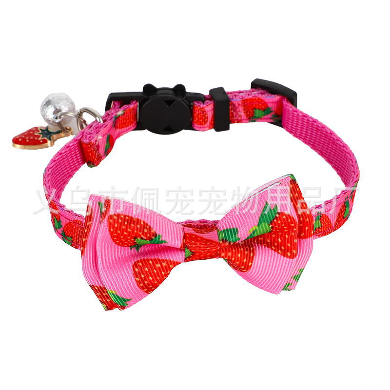 Nuevo producto Pet Fruit Bowknot Correas Cat Collar Bowknot Desmontable Mobile Belt Bell