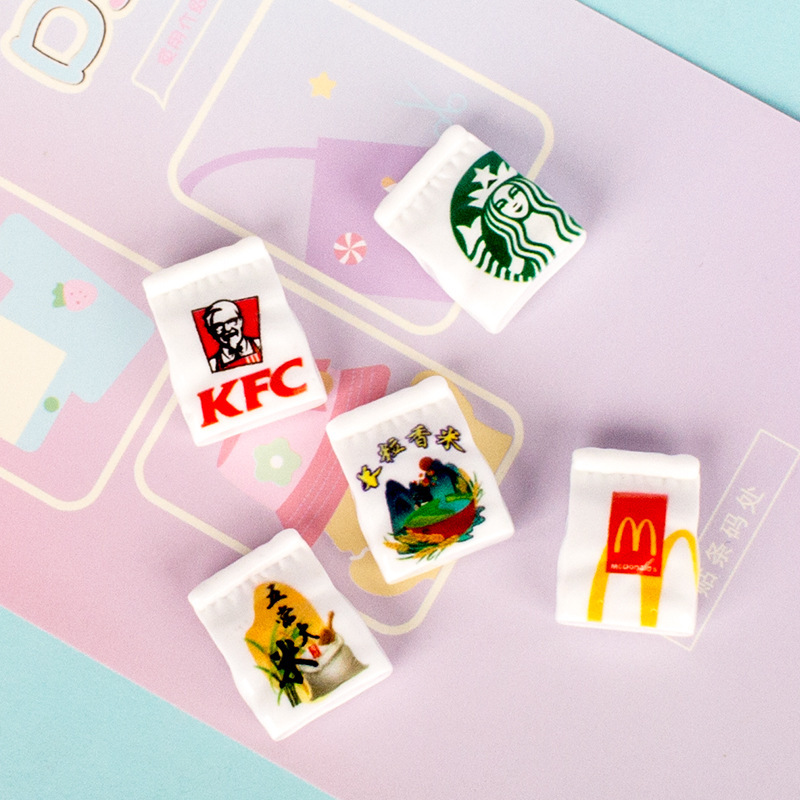 Cream rubber accessories wholesale diy material keychain mobile phone shell pendant resin accessories food play three-dimensional bag