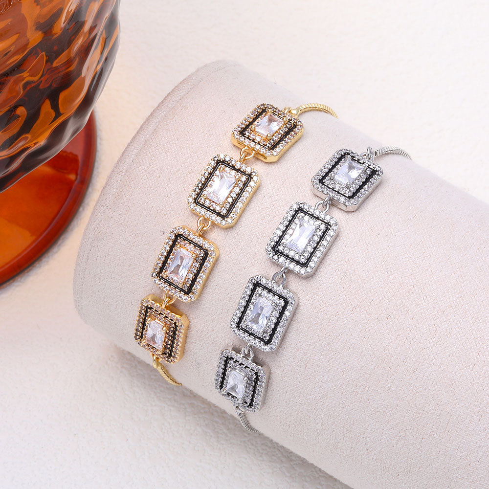 Fashion Minimalist Geometric Zircon Bracelet Light Luxury Adjustable High End Jewelry_voghion.com
