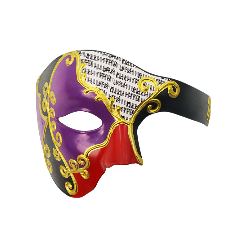 Máscara de media cara de nota de crack veneciana transfronteriza Máscara de fiesta de disfraces vintage para hombre Máscara de Halloween