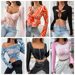 SHEIN Foreign Trade Brand Spice Girls Women's Miscellaneous Sexy Navel Dress Small T-shirt Pure Desire Wind Vest Small Tops Wholesale