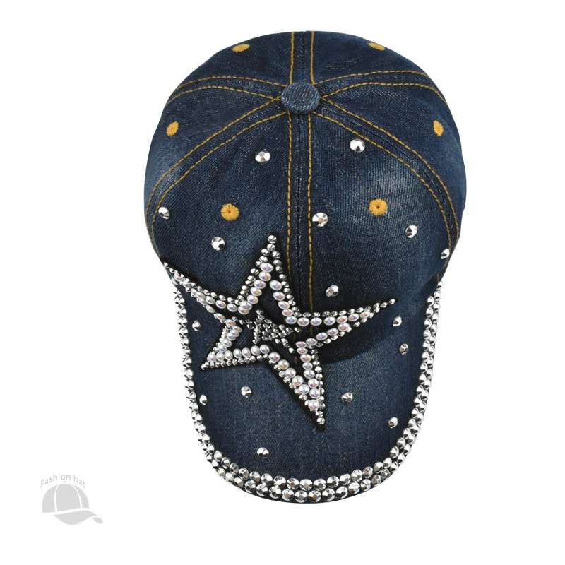 Women's Lady Simple Style Star Rhinestone Curved Eaves Baseball Cap display picture 7
