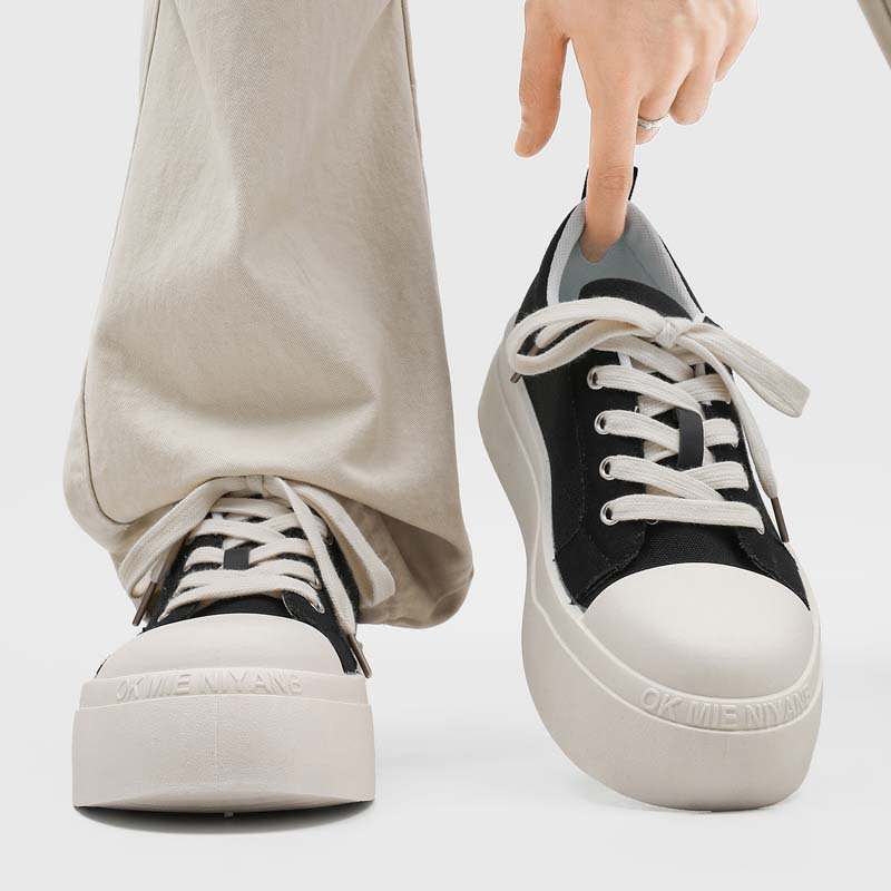 Men's Casual Sneakers with Large Toe Box, Comfortable, Breathable, Trendy, Versatile, Thick-Soled, Height-Increasing, Non-Slip, Wear-Resistant, Couple's Sports Canvas Shoes