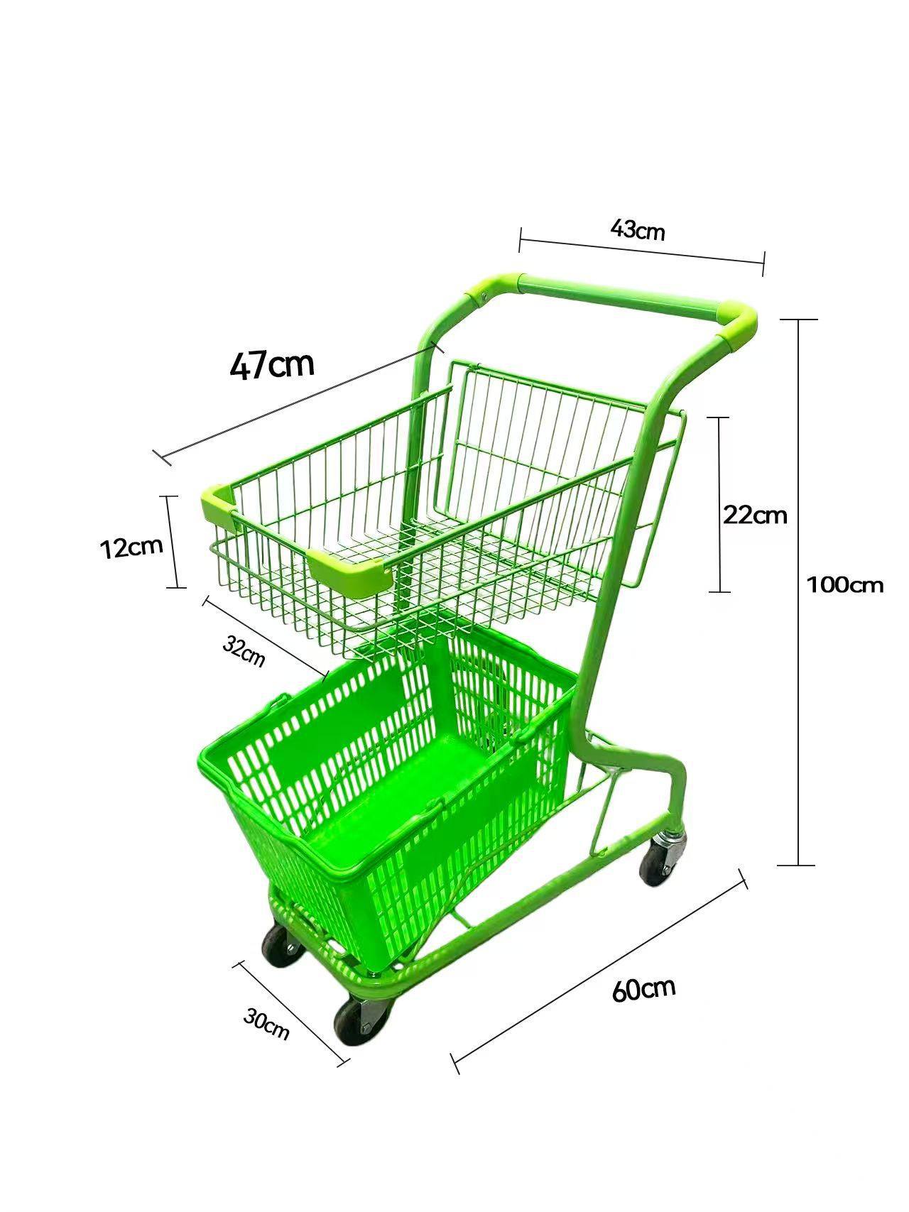 Supermercados multifuncionales agarran carritos de muñecas, centros comerciales de dos pisos, carritos de compras, puestos rojos de la red, carritos domésticos