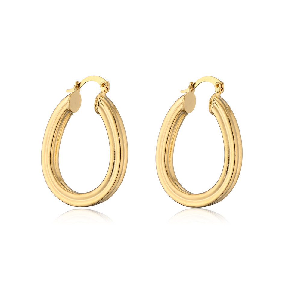 Fashion copper plated 18K gold round geometric earrings women