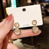 South Korean fashionable goods, silver needle, long retro metal earrings from pearl, silver 925 sample