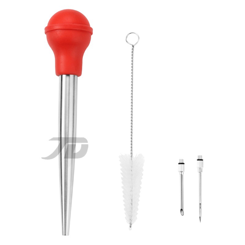 Amazon Seasoning Syringe Turkey Needle Silicone Turkey Pump 304 Stainless Steel Double Needle with Cleaning Sweep suit