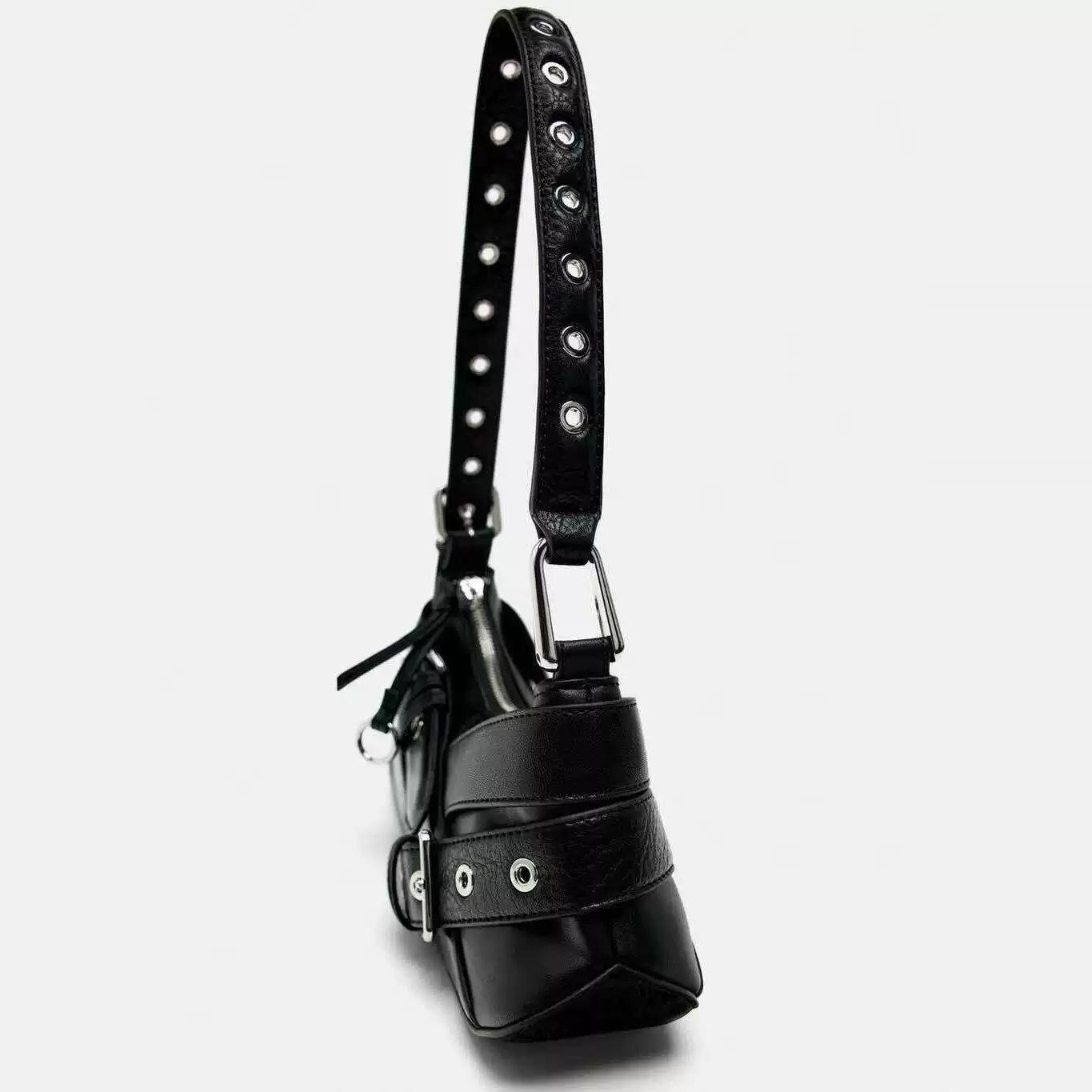 Korean Style Niche Sweet & Cool Spicy Girl Handbag, Solid Color High-End Shoulder Bag, Fashion Versatile Moto Bag - Thumbnail 3