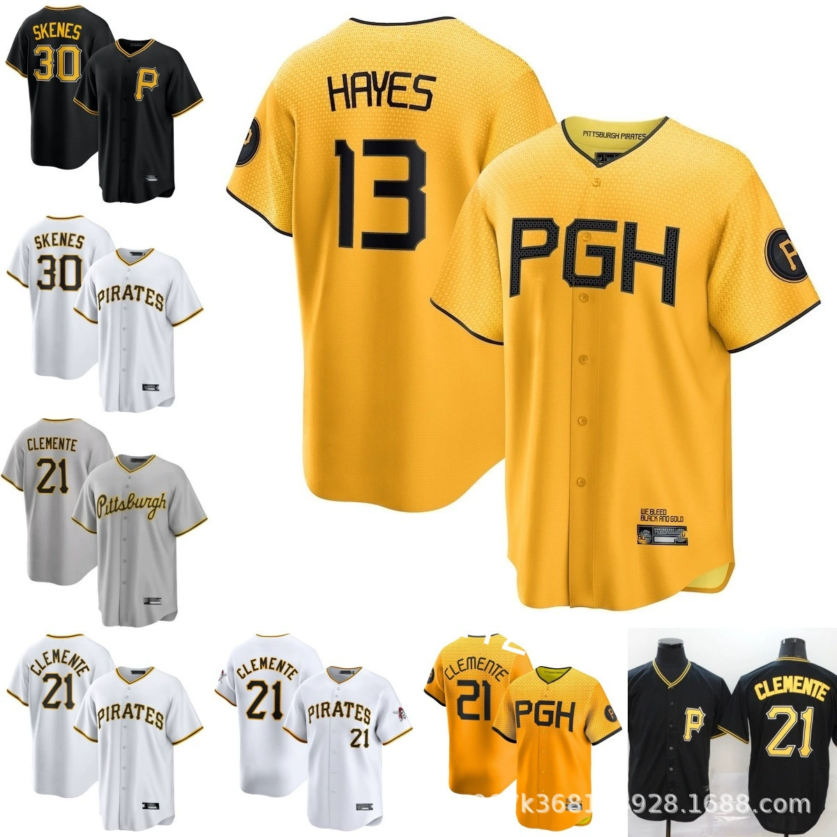 Питтсбург Пайрэтс Питтсбург Пайрэтс 30 #   Бейсбольная форма из джерси Skenes