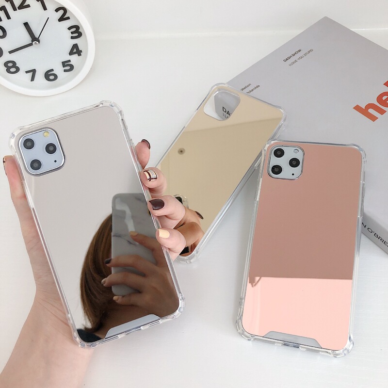 Electroplated mirror is suitable for Apple 12 anti-fall mobile phone case 11/16 full-cover cosmetic mirror 15 hard protective cover 8plus/7