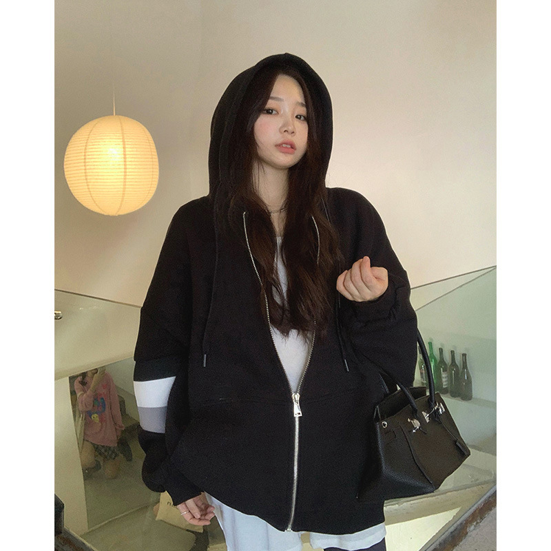 美式复古开衫卫衣外套女春秋2025新款秋冬休闲运动oversize棒球服|undefined