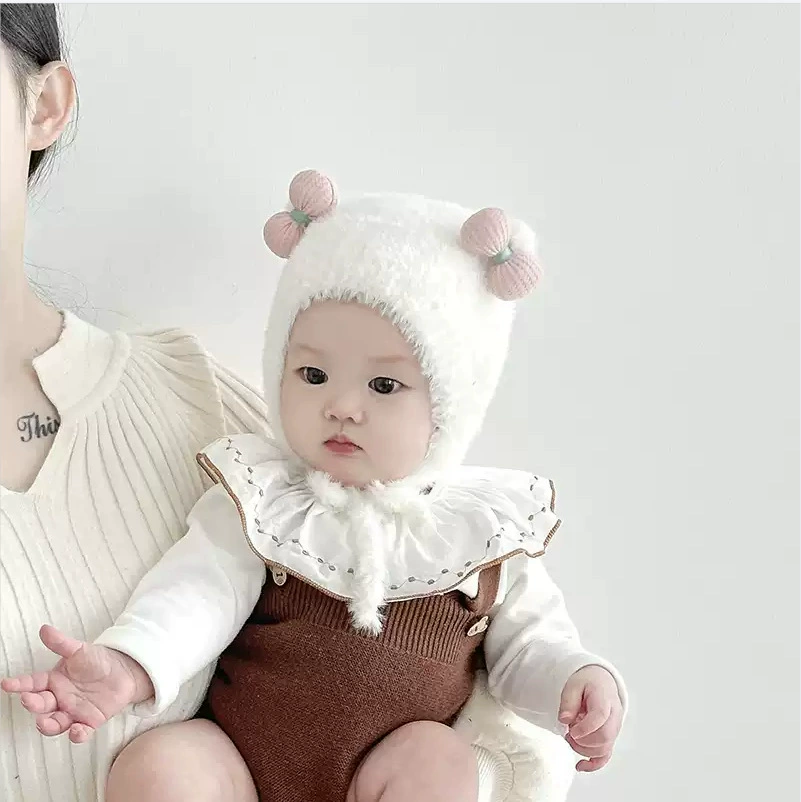 Children's winter woolen cute soft keep warm windproof hat for early age
