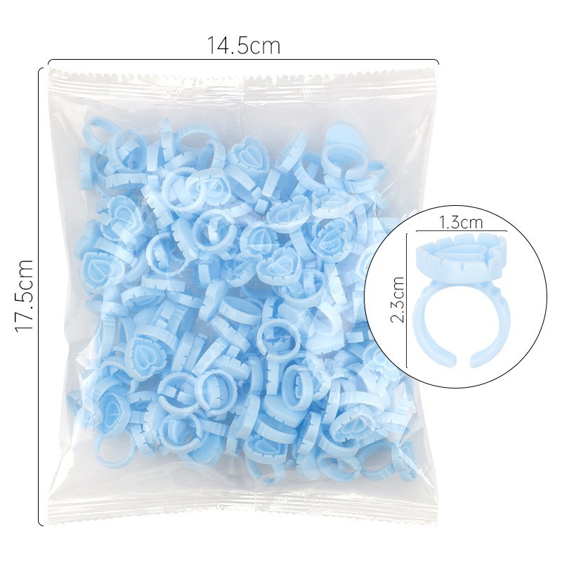 Venta al por mayor de pestañas postizas injertadas taza de anillo de goteo de pegamento 100/paquete de hermosas pestañas flor taza de anillo herramienta de bandeja de pegamento