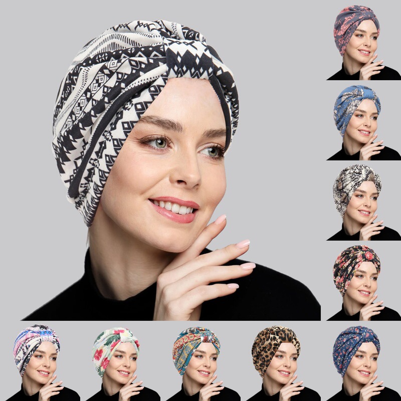 Amazon's New Leopard Print Square Indian Hat Turban Hat with Satin Lining Yoga Hat Head Wrap Hat