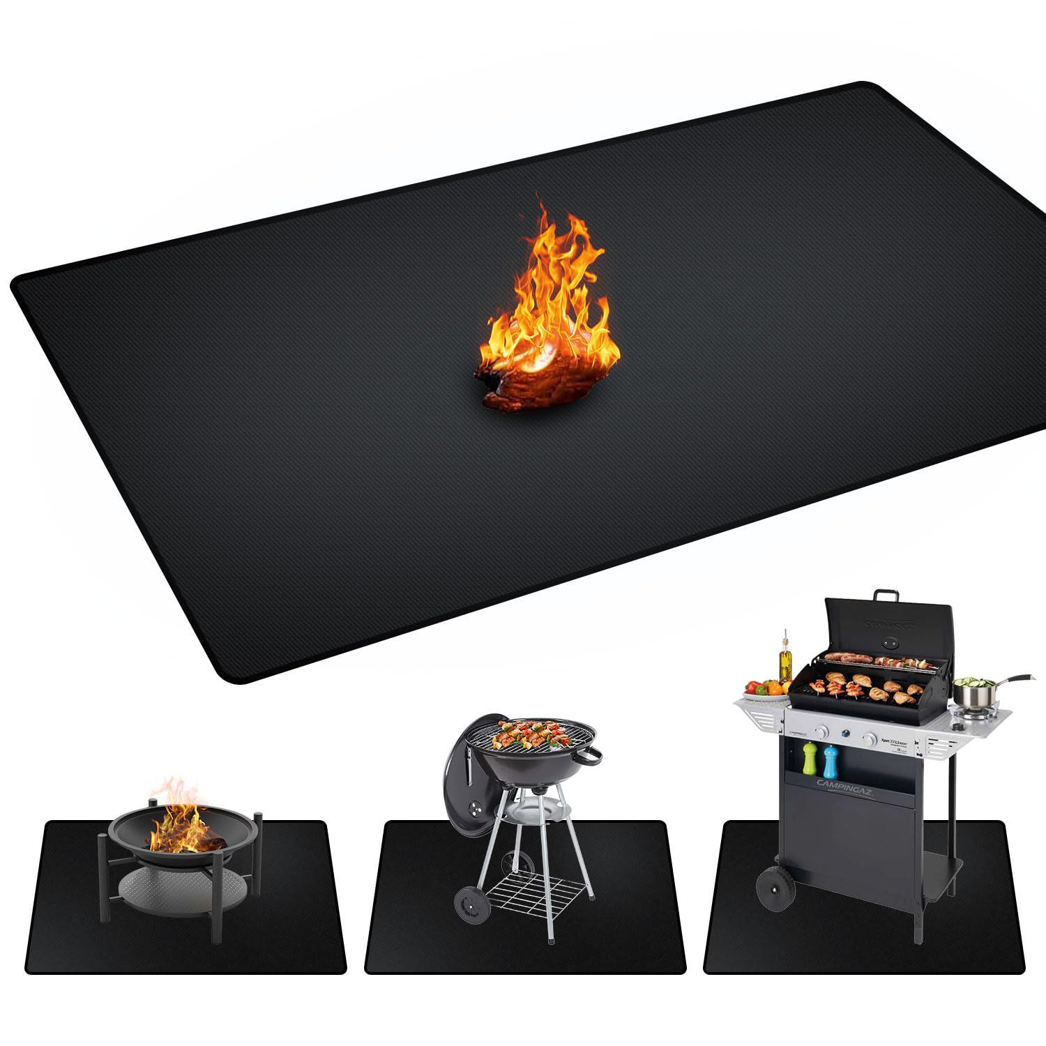 Cross-border fiberglass high-temperature resistant flame-retardant mat, non-stick black barbecue mat for outdoor grilling, desktop protection and heat insulation mat